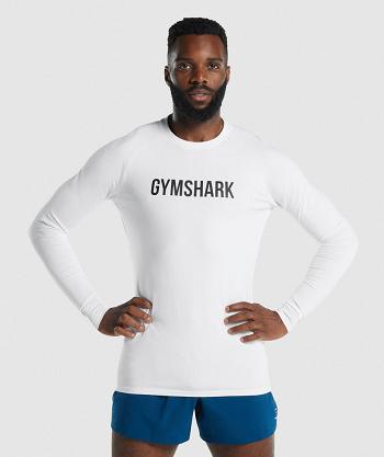 Long Sleeve Męskie Gymshark Apollo Białe | PL 3694HAP